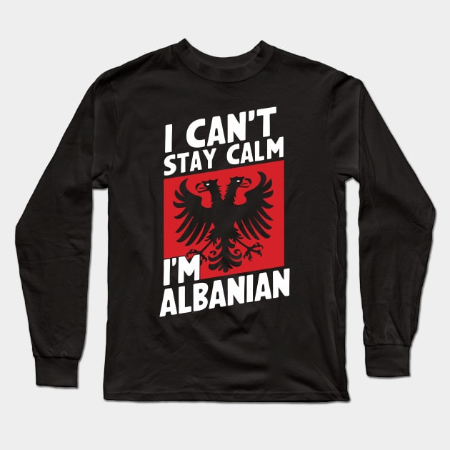 Funny Albanian Patriotic Flag Long Sleeve T-Shirt by ravensart